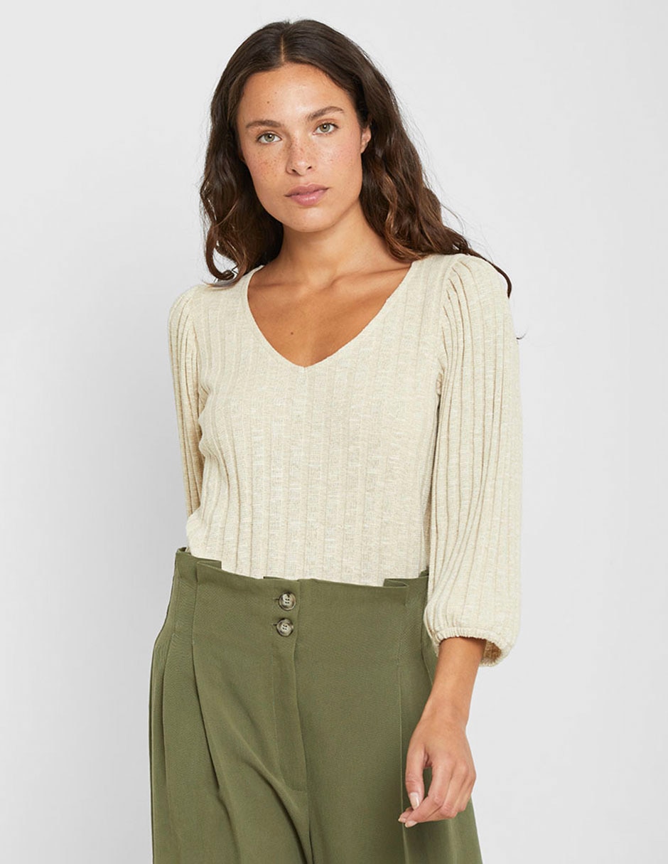 Suéter cuello V para mujer