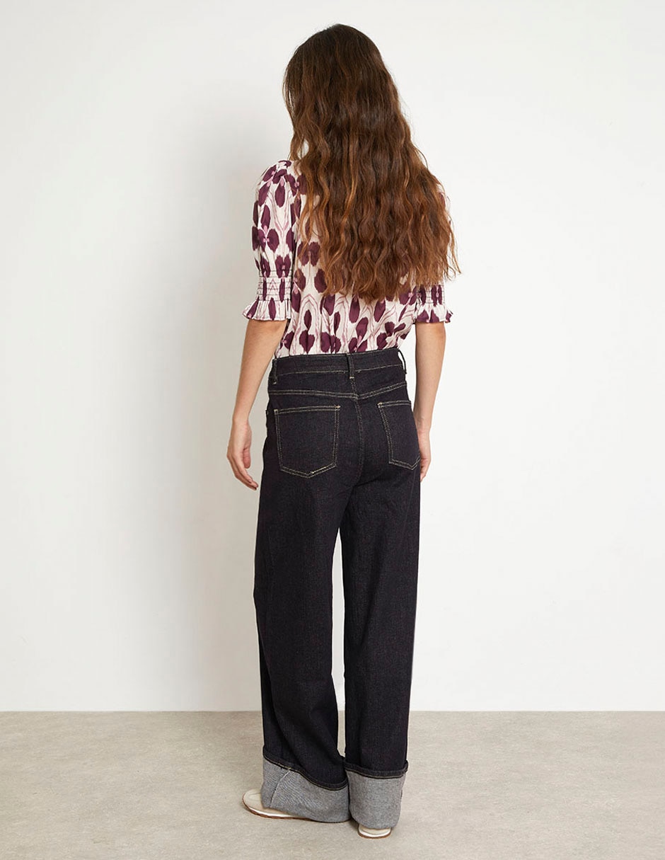Jeans wide leg corte cintura para mujer 2