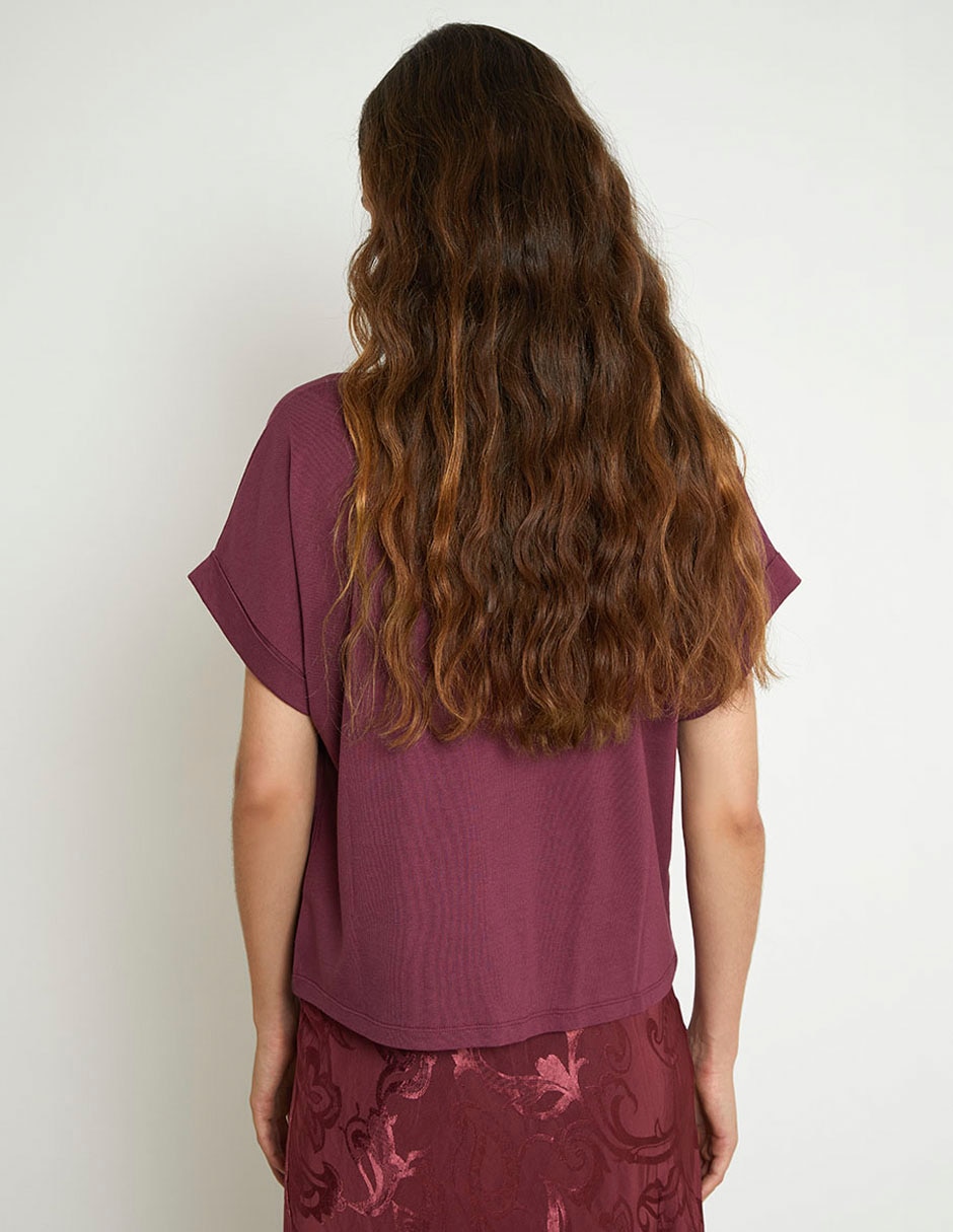 Playera manga corta cuello v para mujer 2
