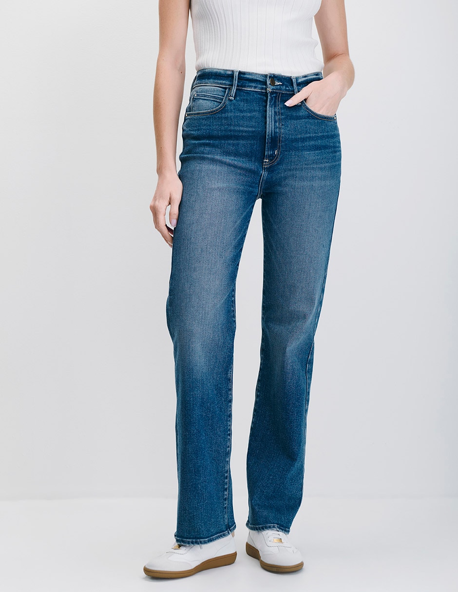 Jeans straight corte cintura alta para mujer Jeans straight corte cintura alta para mujer