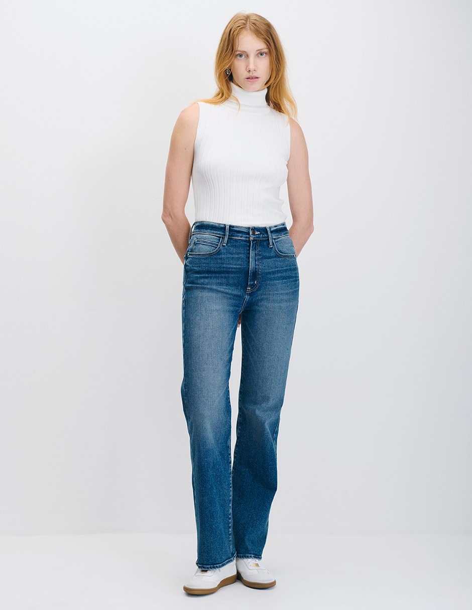 Jeans straight corte cintura alta para mujer 4