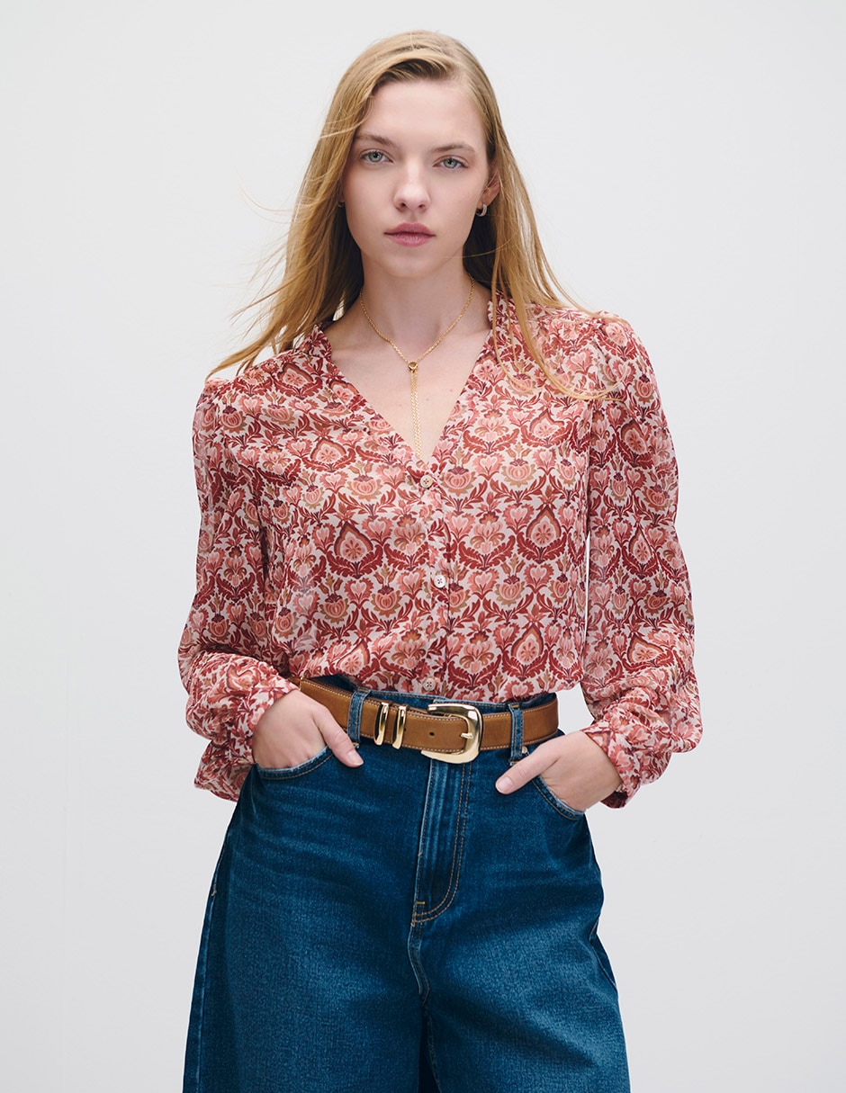 Blusa riva manga larga para mujer