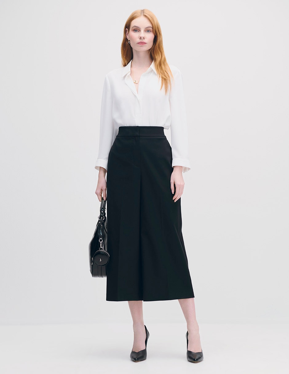 Pantalón coulotte relajado para mujer 4