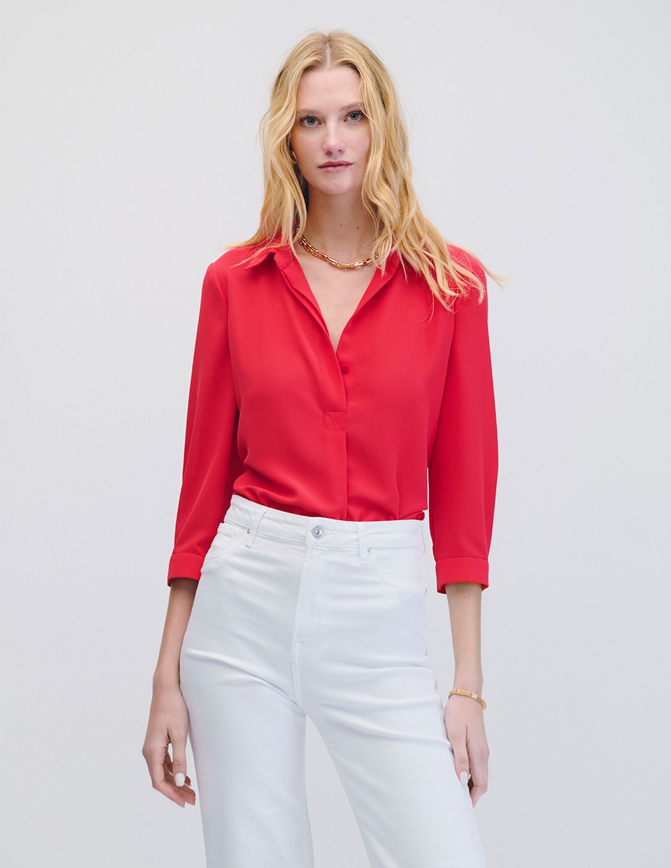 Blusa camisera manga 3/4 para mujer 1