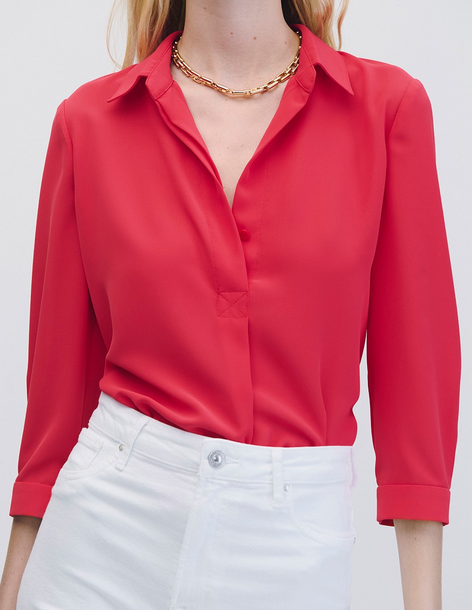 Blusa camisera manga 3/4 para mujer 7