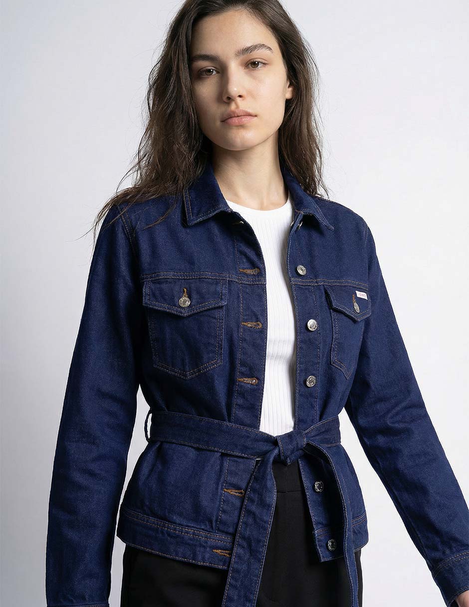 Chamarra denim calvin klein de mezclilla para mujer