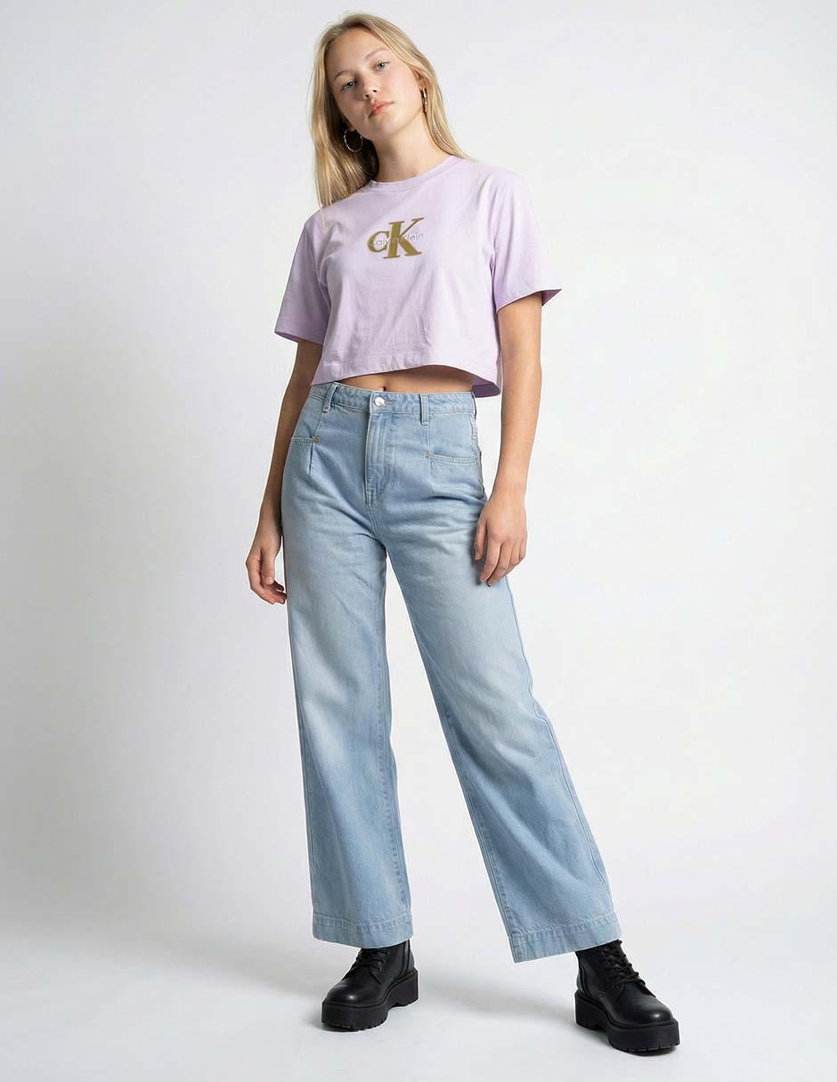 Playera manga corta Ck cuello redondo para mujer