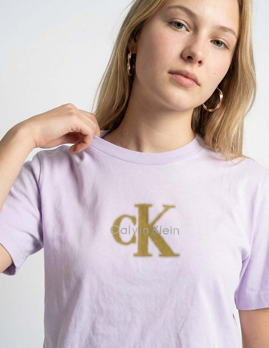 Playera manga corta Ck cuello redondo para mujer