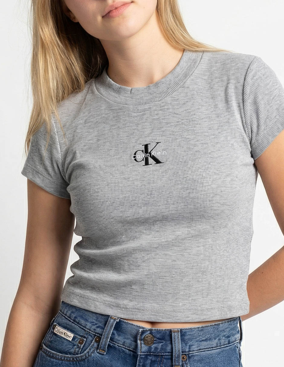 Playera manga corta Ck cuello redondo para mujer