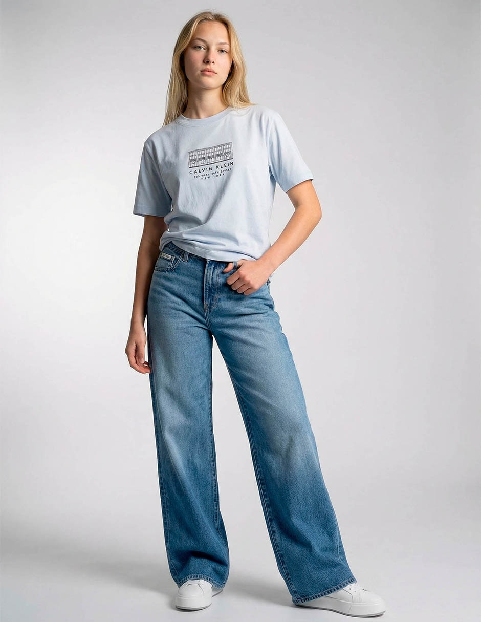 Playera manga corta Ck cuello redondo para mujer