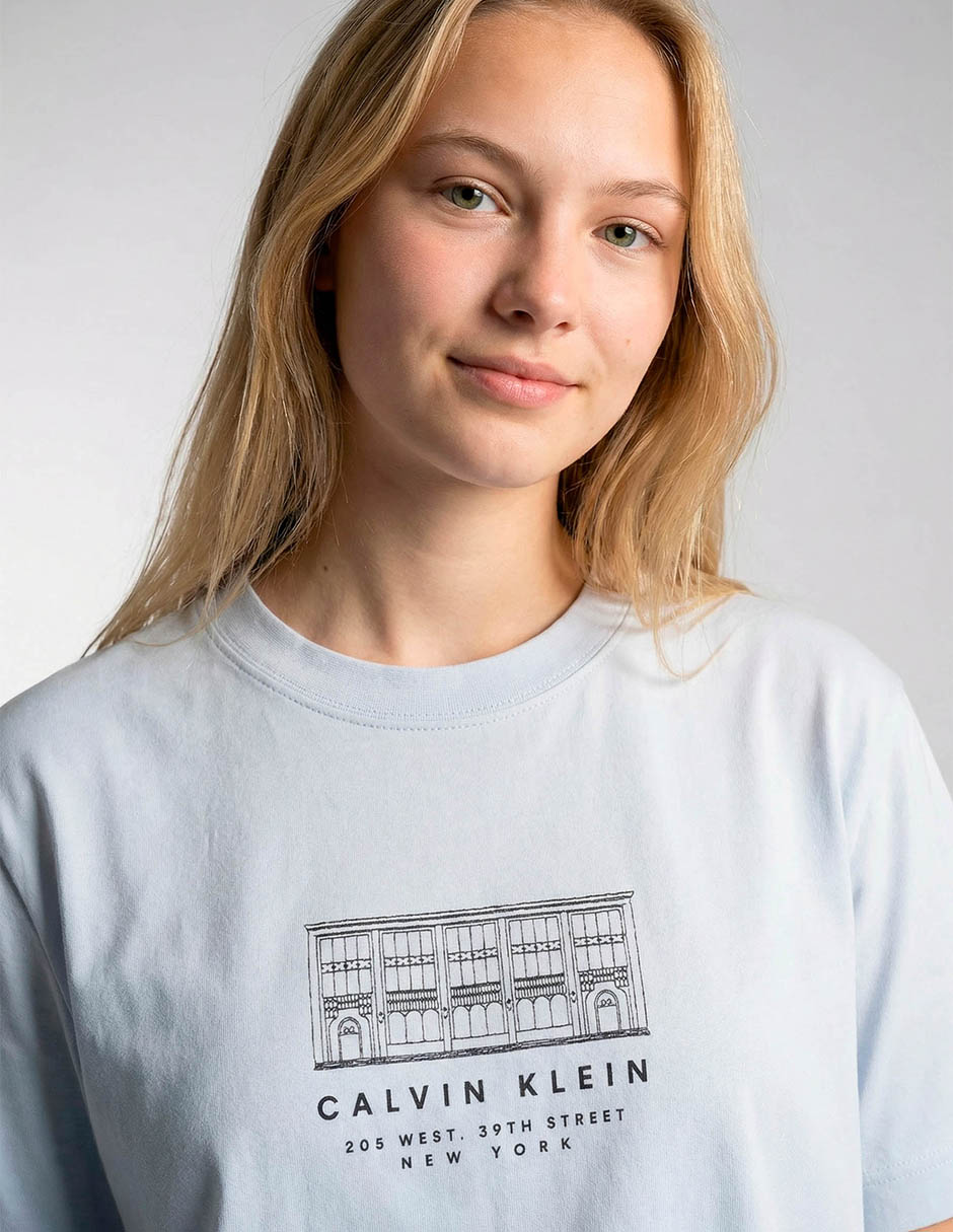 Playera manga corta Ck cuello redondo para mujer