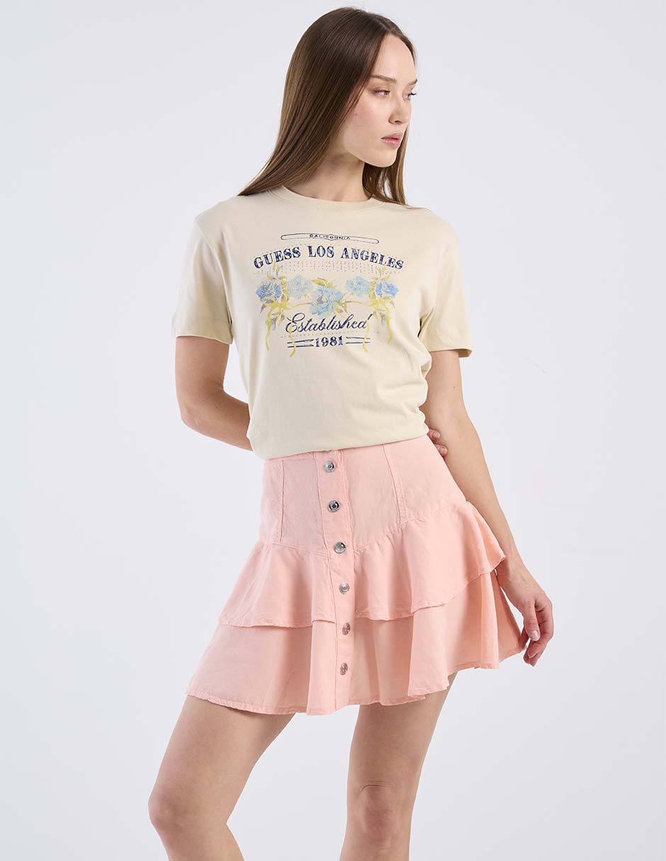 Playera manga corta Guess cuello redondo para mujer