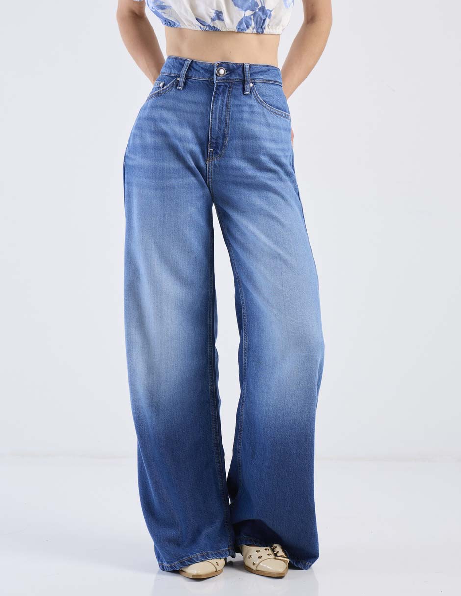 Jeans relaxed wide leg para mujer