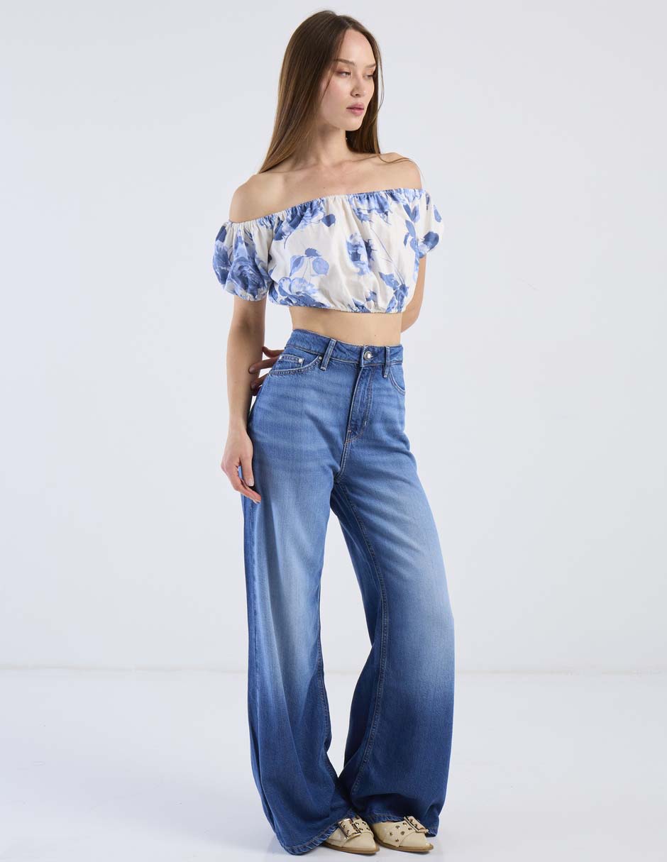 Jeans relaxed wide leg para mujer
