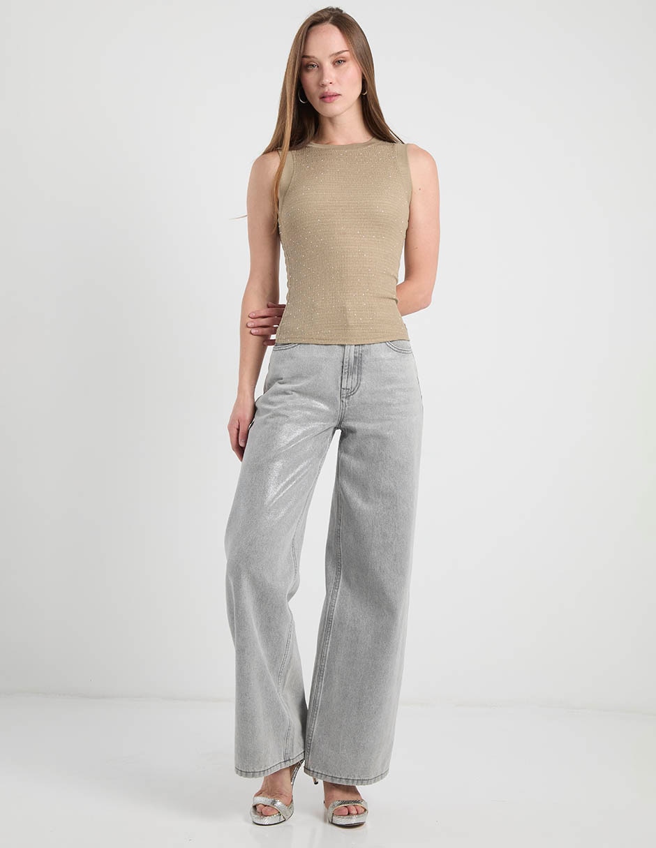 Top cuello redondo