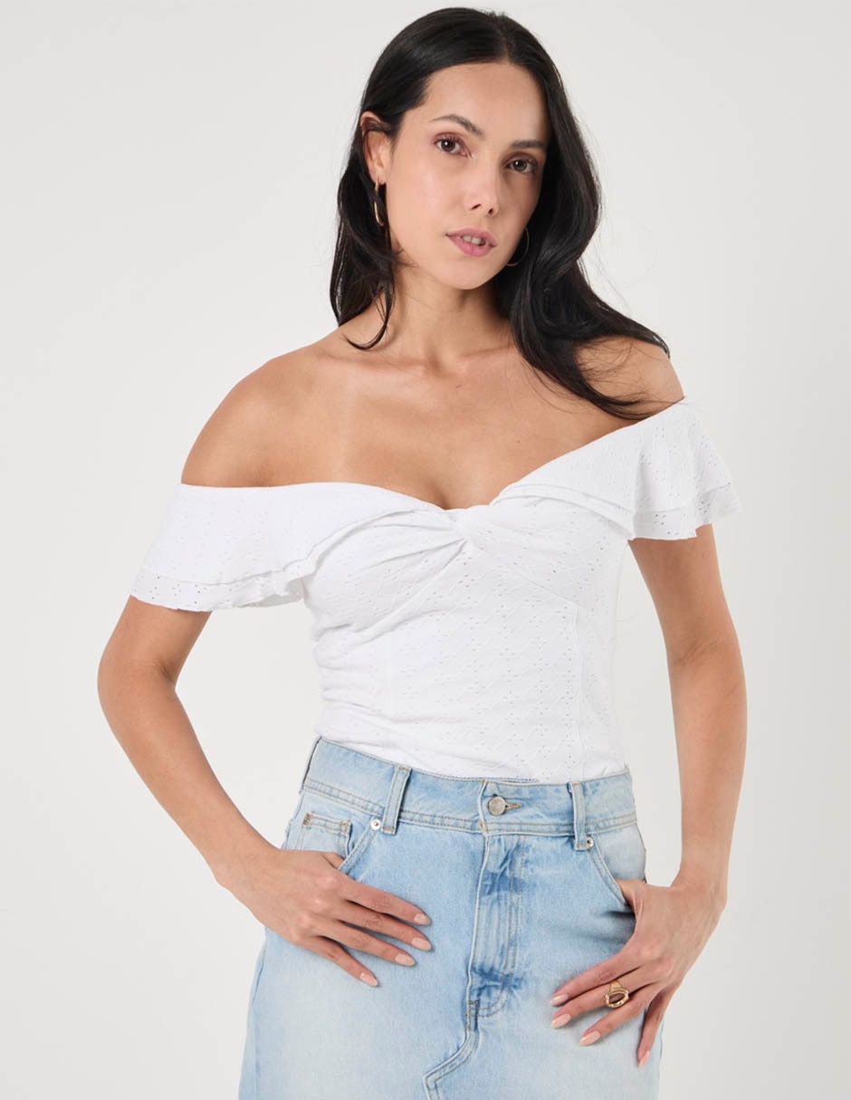Top cuello cruzado escote regular tirante ancho
