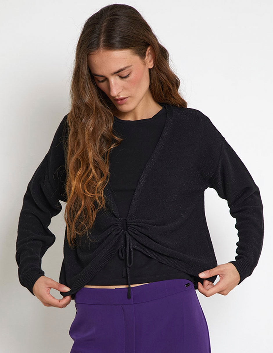 Suéter rucco cuello V para mujer 1