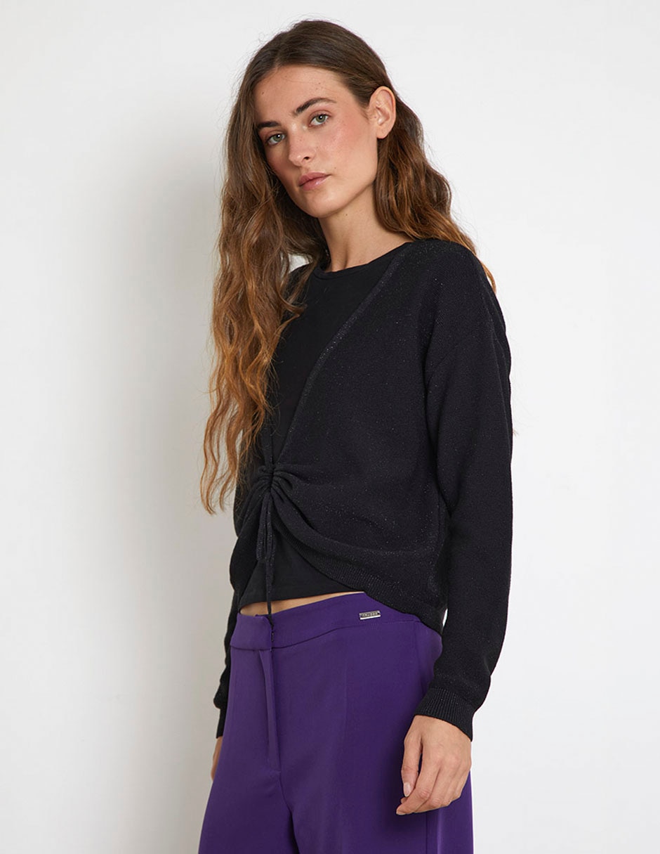 Suéter rucco cuello V para mujer 4