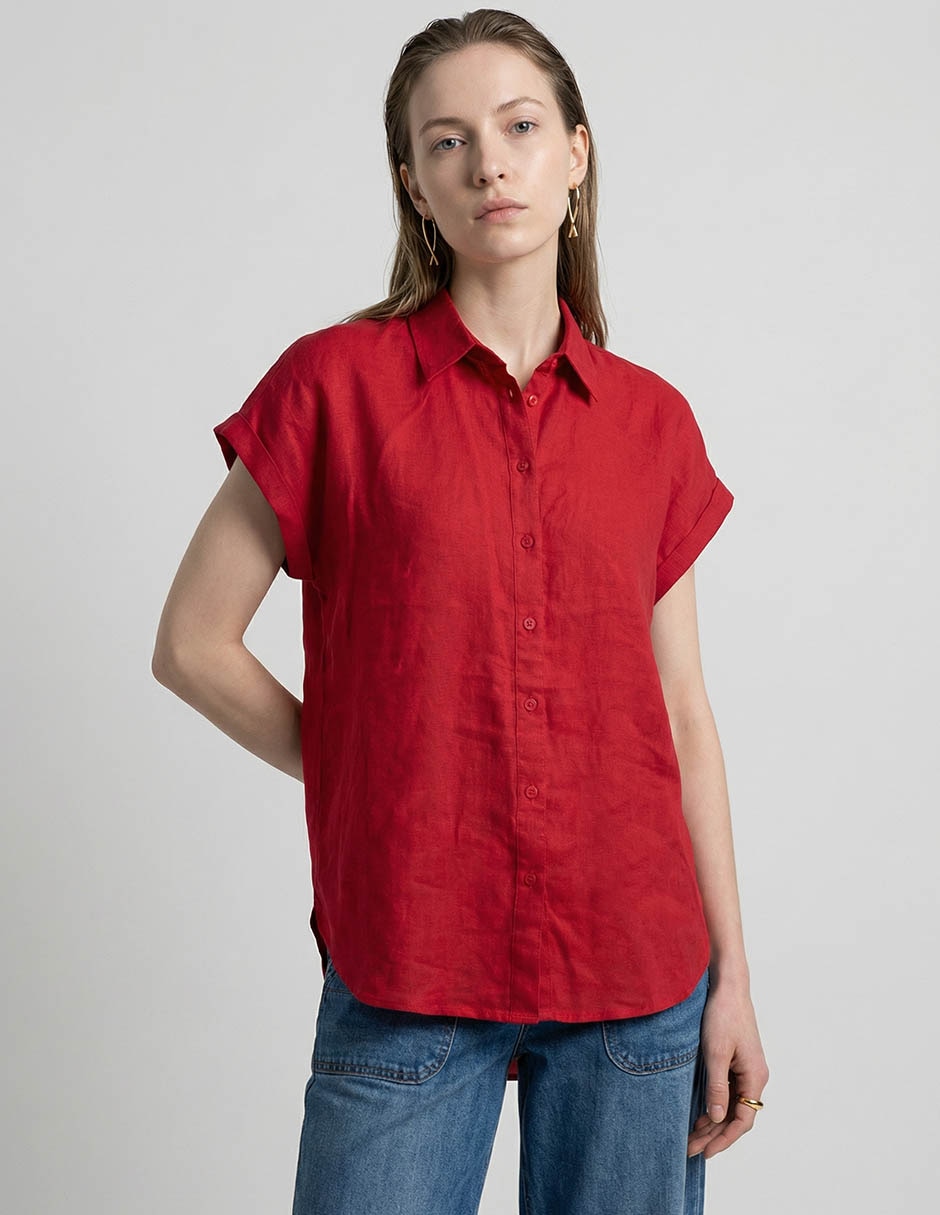 Blusa camisera manga corta para mujer Blusa camisera manga corta para mujer