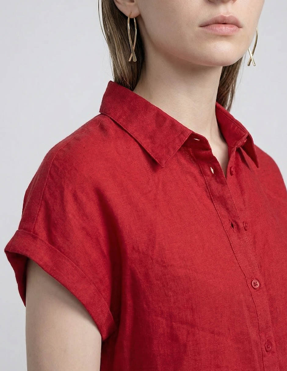 Blusa camisera manga corta para mujer 8