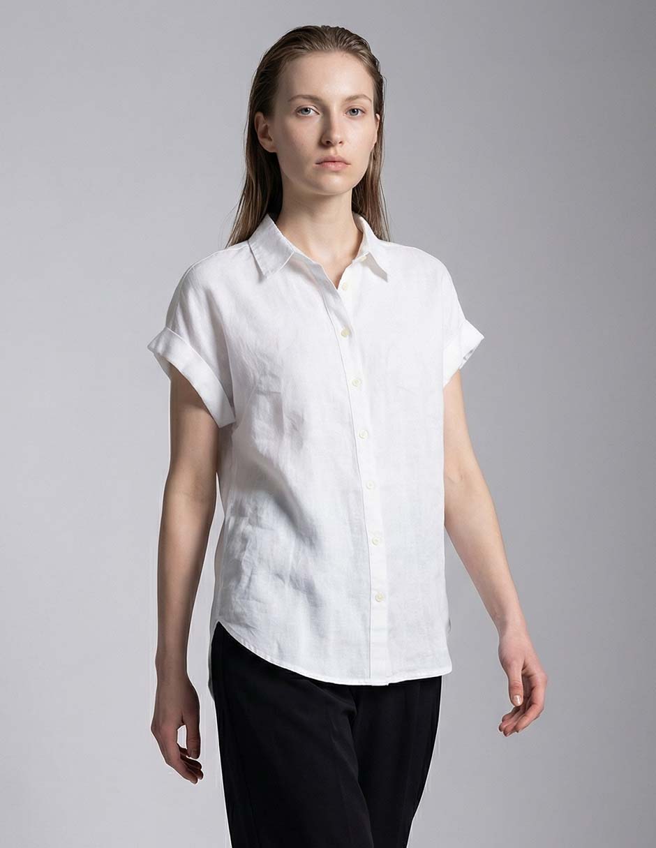 Blusa camisera manga corta para mujer