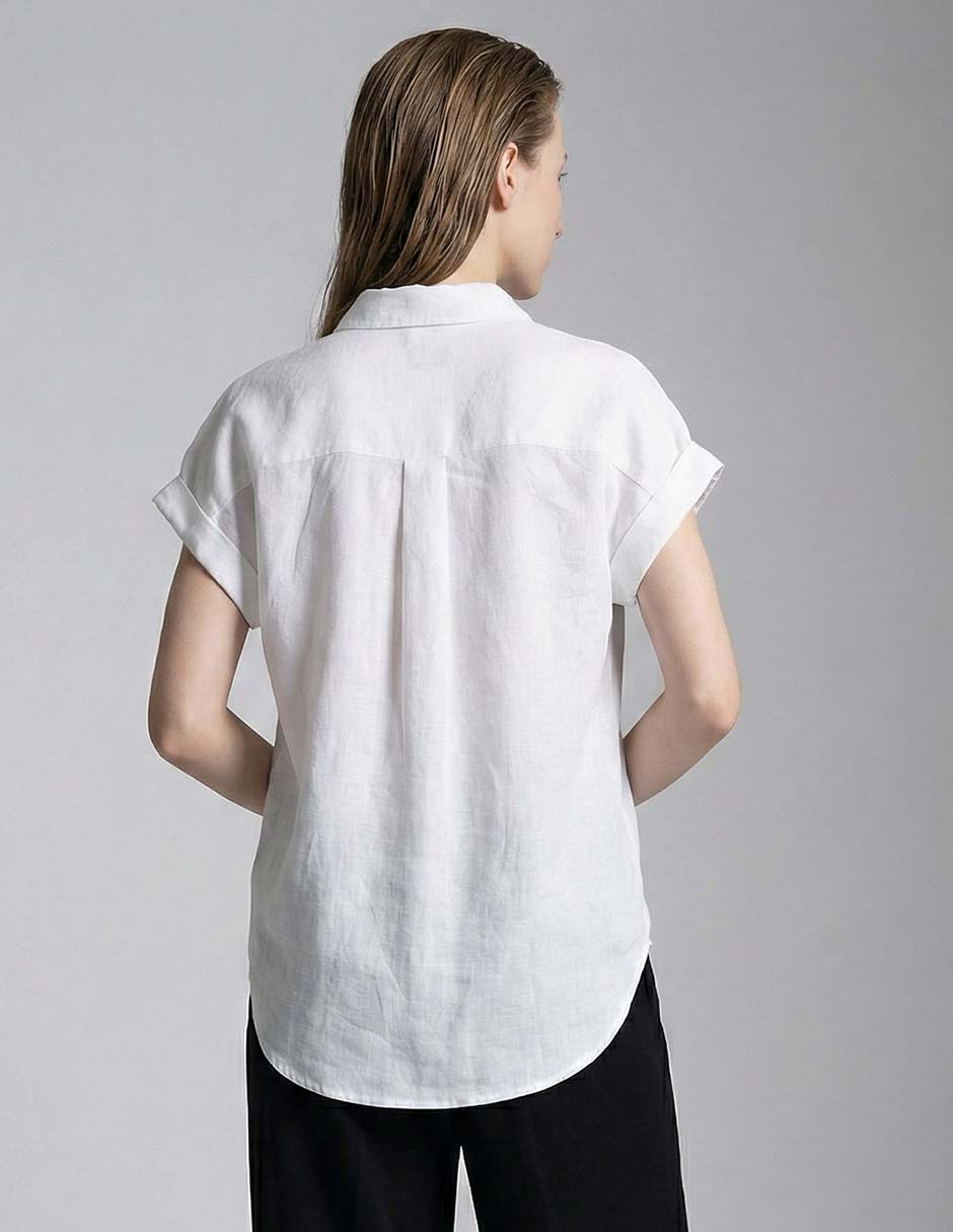 Blusa camisera Lauren Petite manga corta para mujer