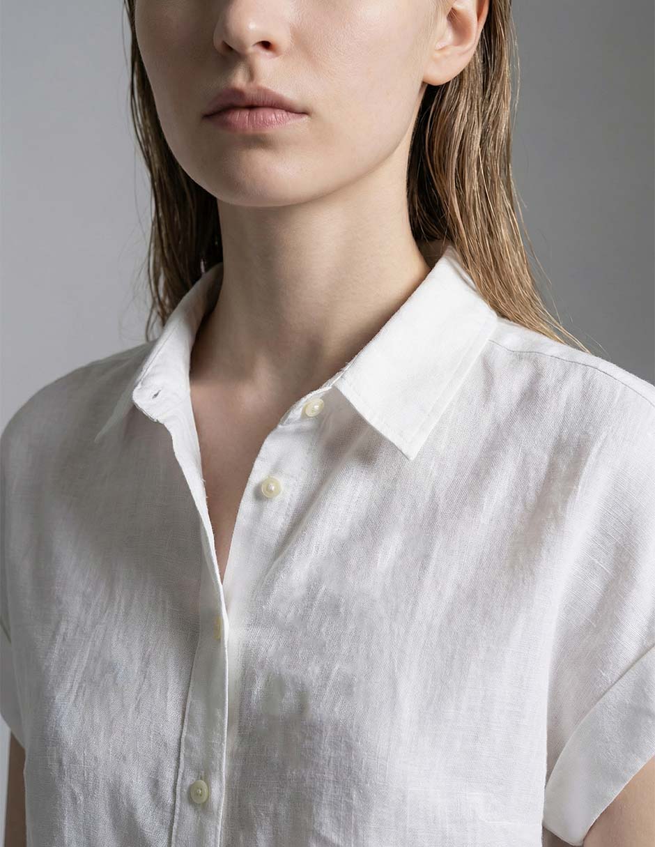 Blusa camisera Lauren Petite manga corta para mujer