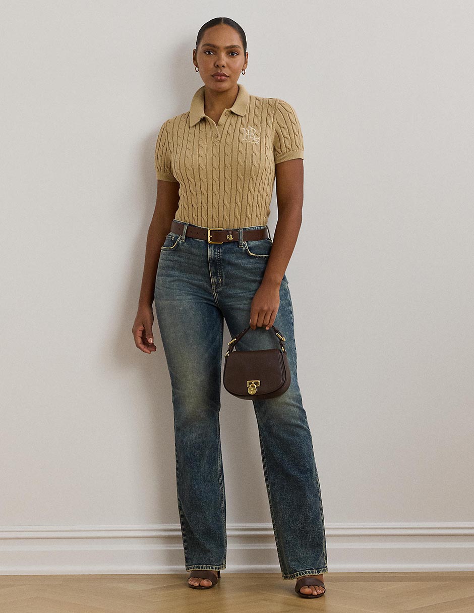 Playera manga corta Lauren Plus cuello polo para mujer