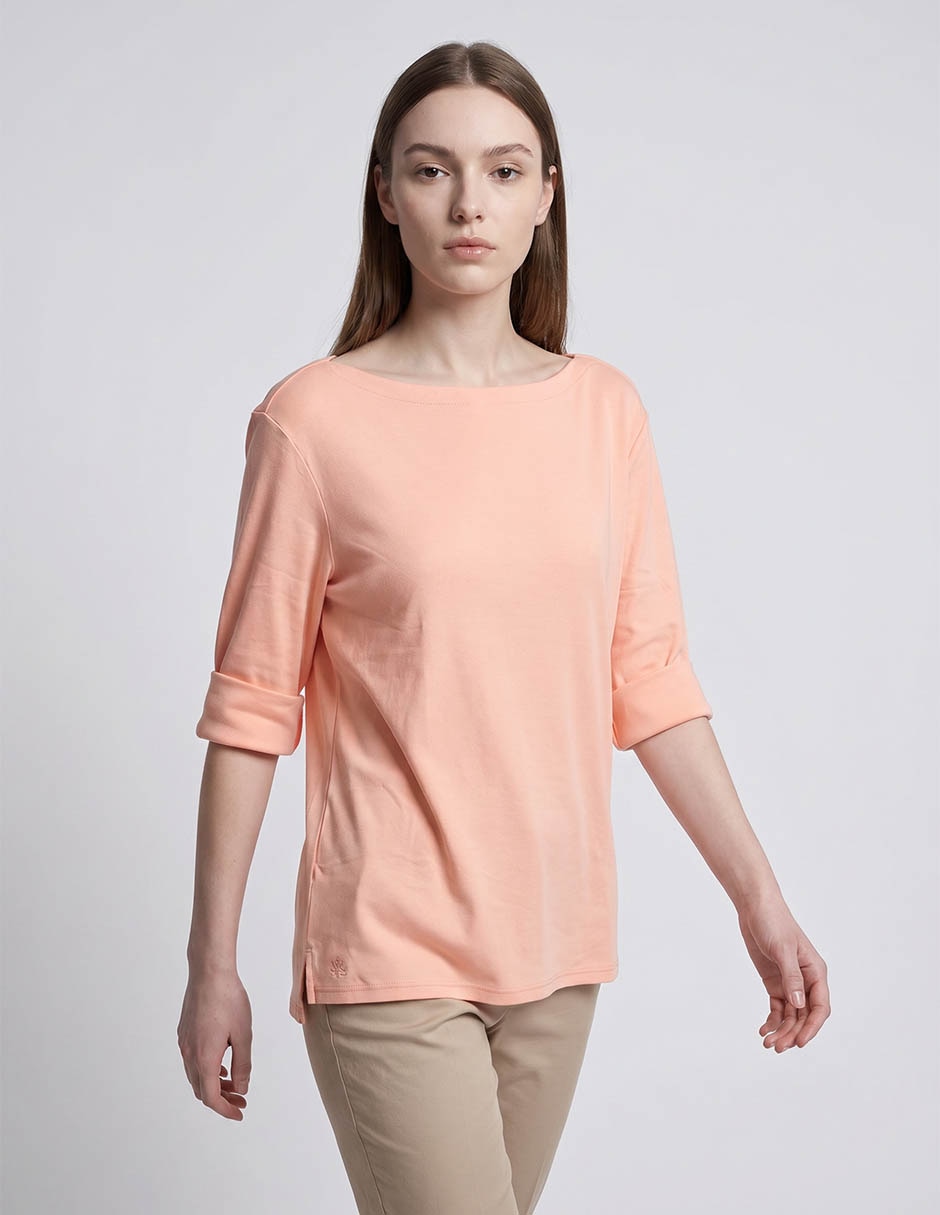 Playera Manga Al Codo Lauren Plus Cuello Ojal Para Mujer