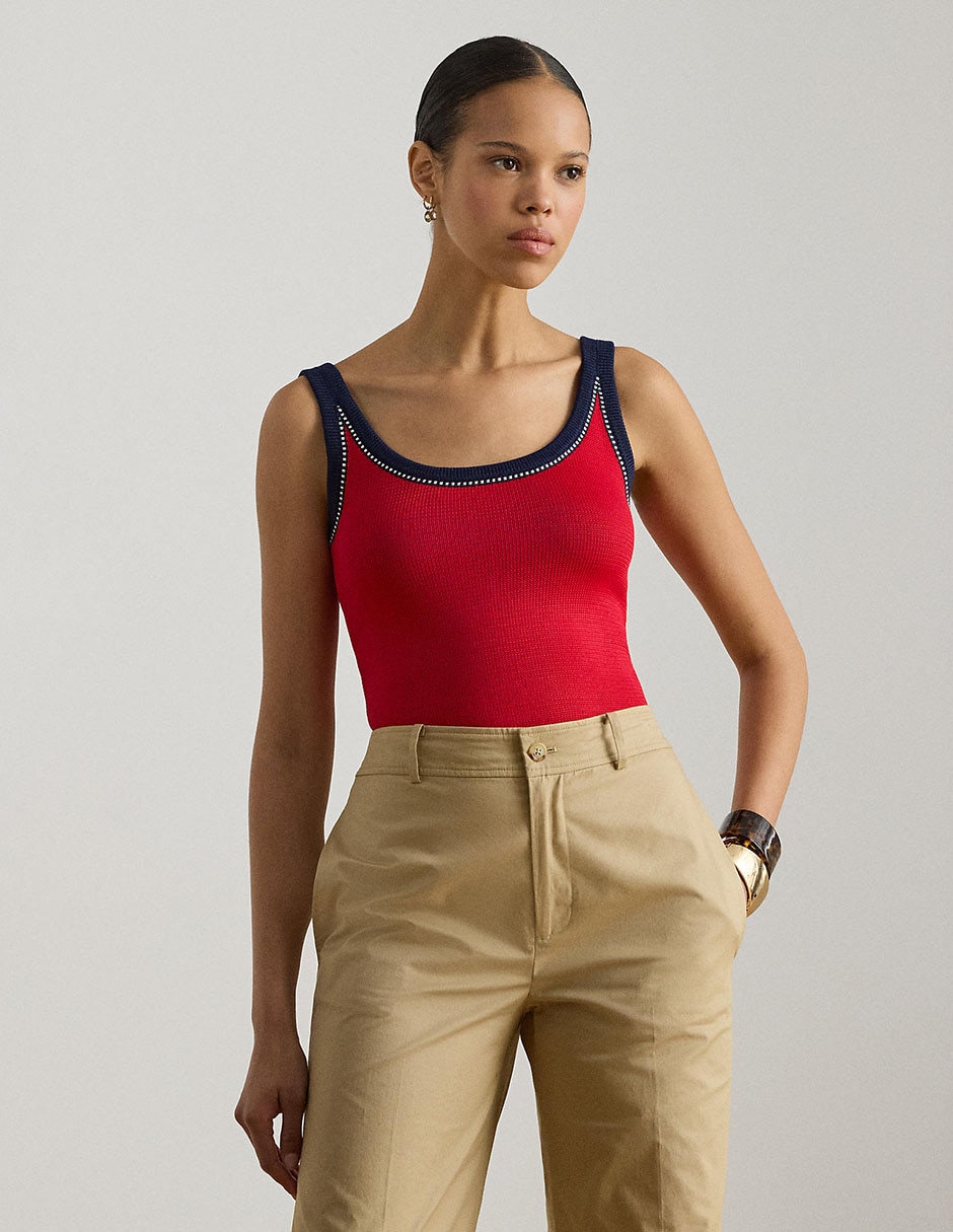 Top Lauren Ralph Lauren cuello redondo escote medio tirante ancho