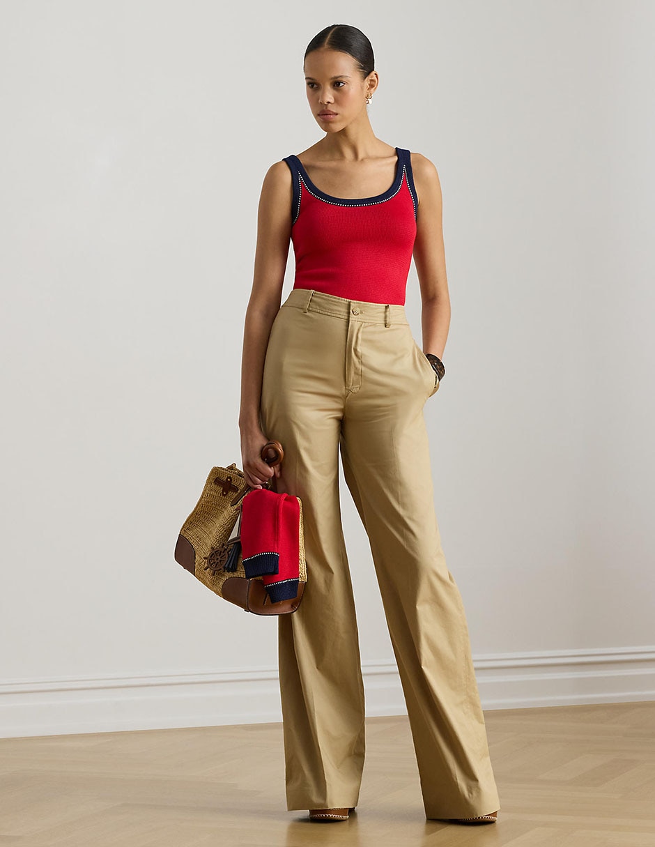 Top Lauren Ralph Lauren cuello redondo escote medio tirante ancho