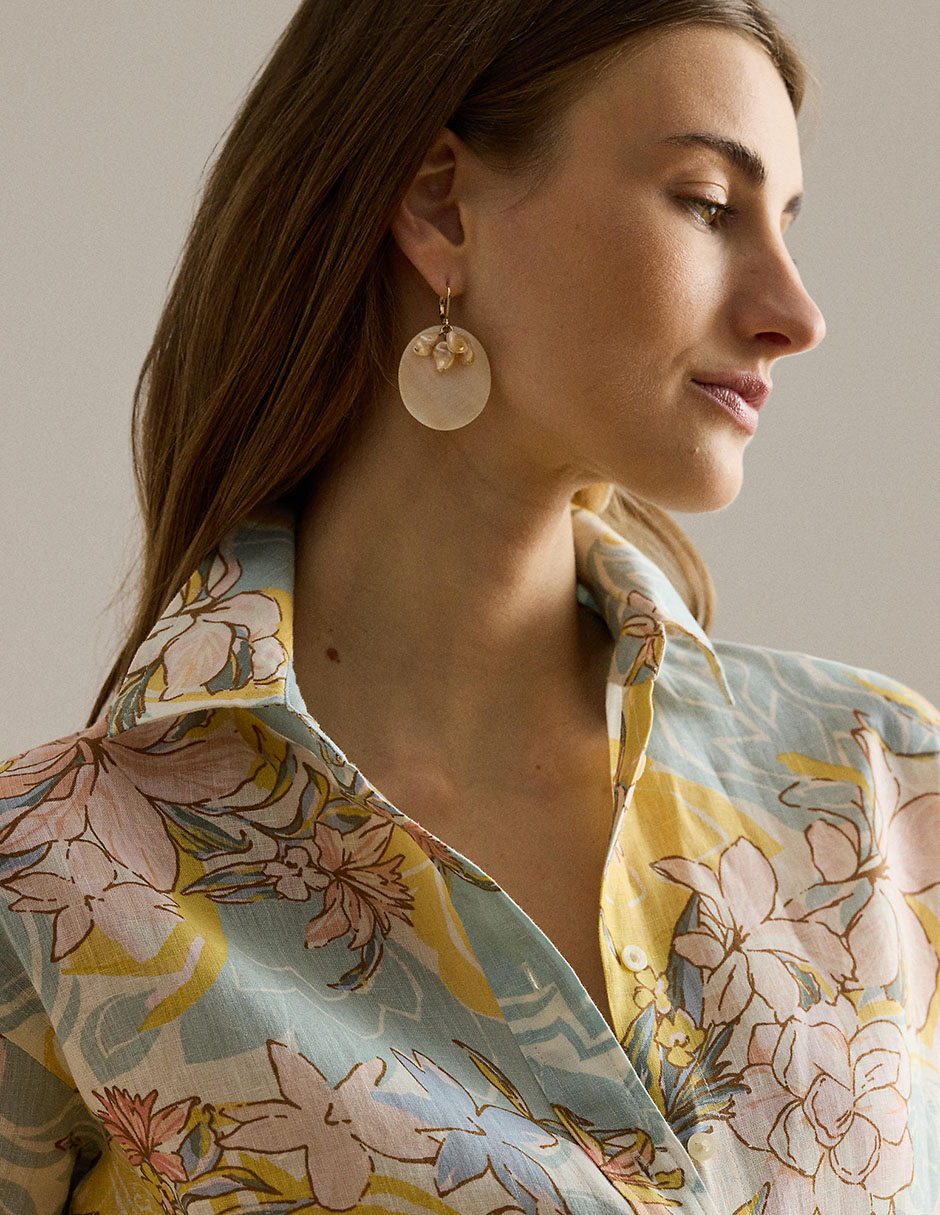 Blusa camisera Lauren Ralph Lauren manga larga para mujer