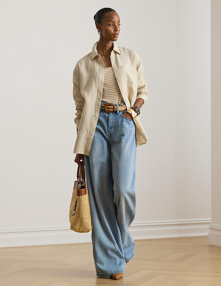 Blusa camisera Lauren Ralph Lauren manga larga para mujer