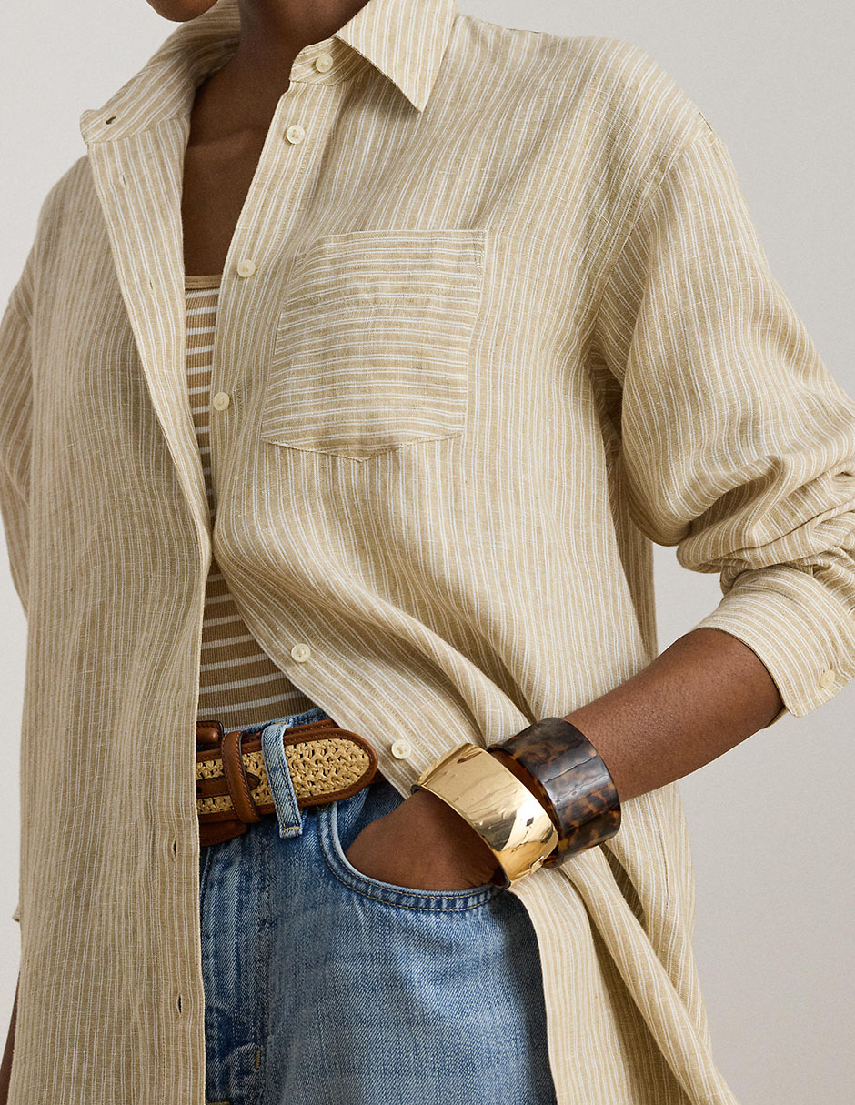 Blusa camisera Lauren Ralph Lauren manga larga para mujer