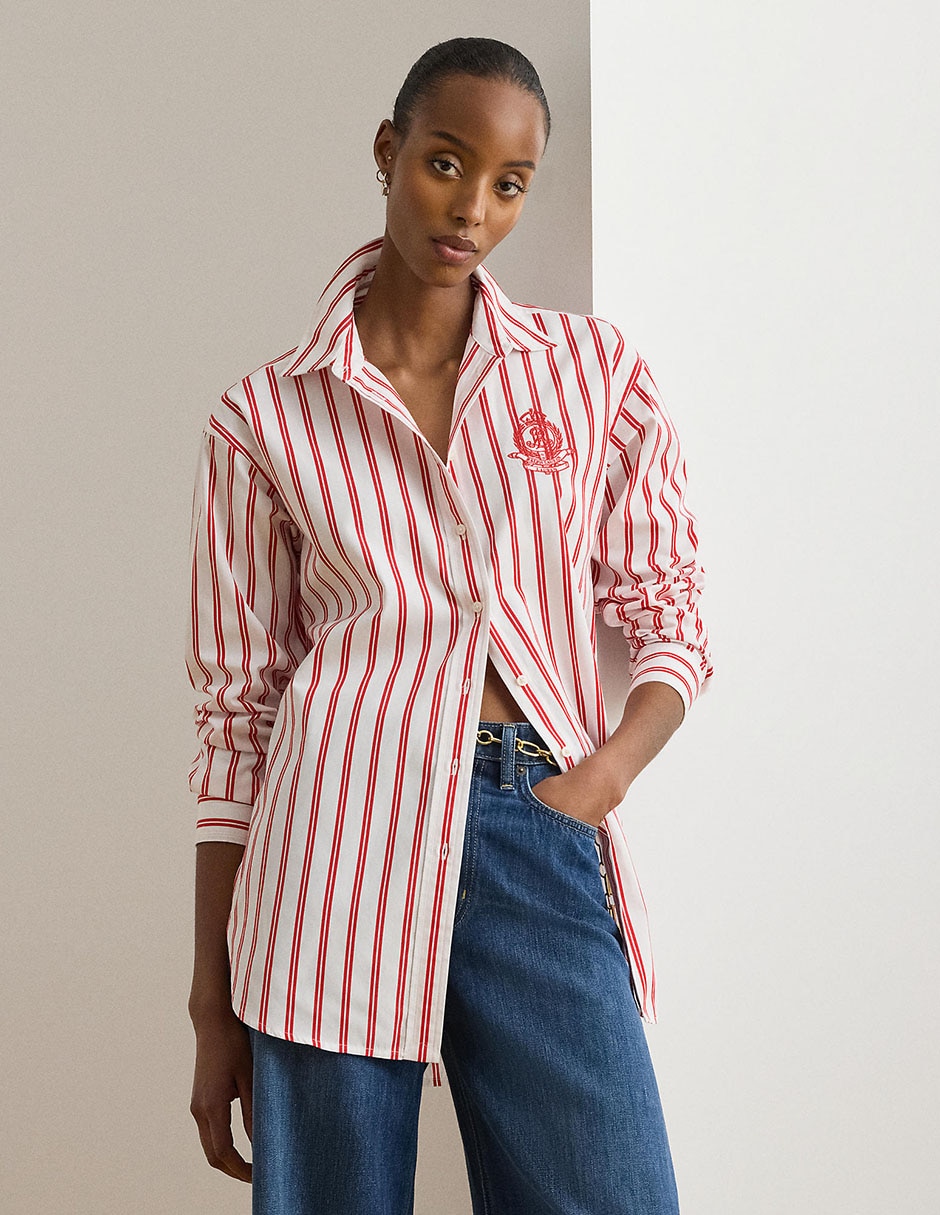Blusa camisera Lauren Petite manga larga para mujer