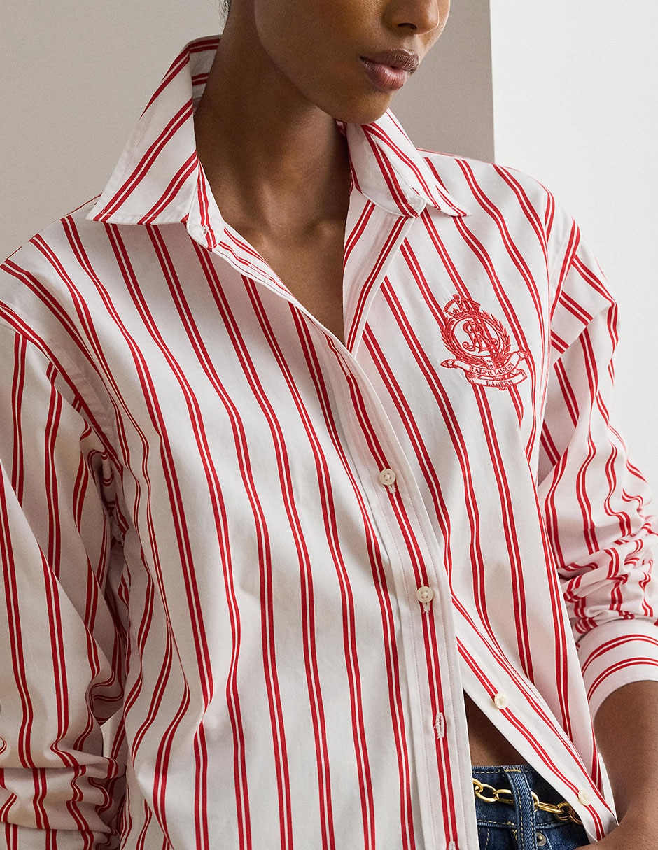 Blusa camisera Lauren Petite manga larga para mujer