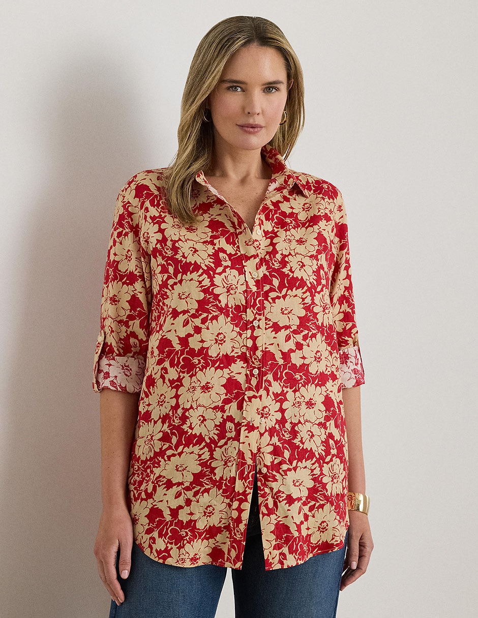 Blusa camisera Lauren Plus manga larga para mujer