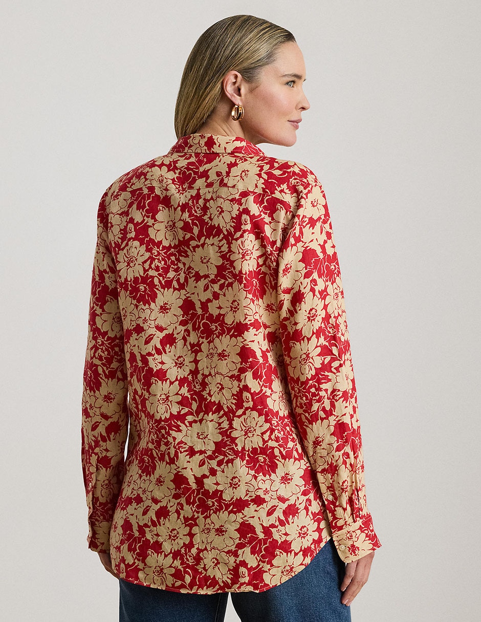 Blusa camisera Lauren Plus manga larga para mujer