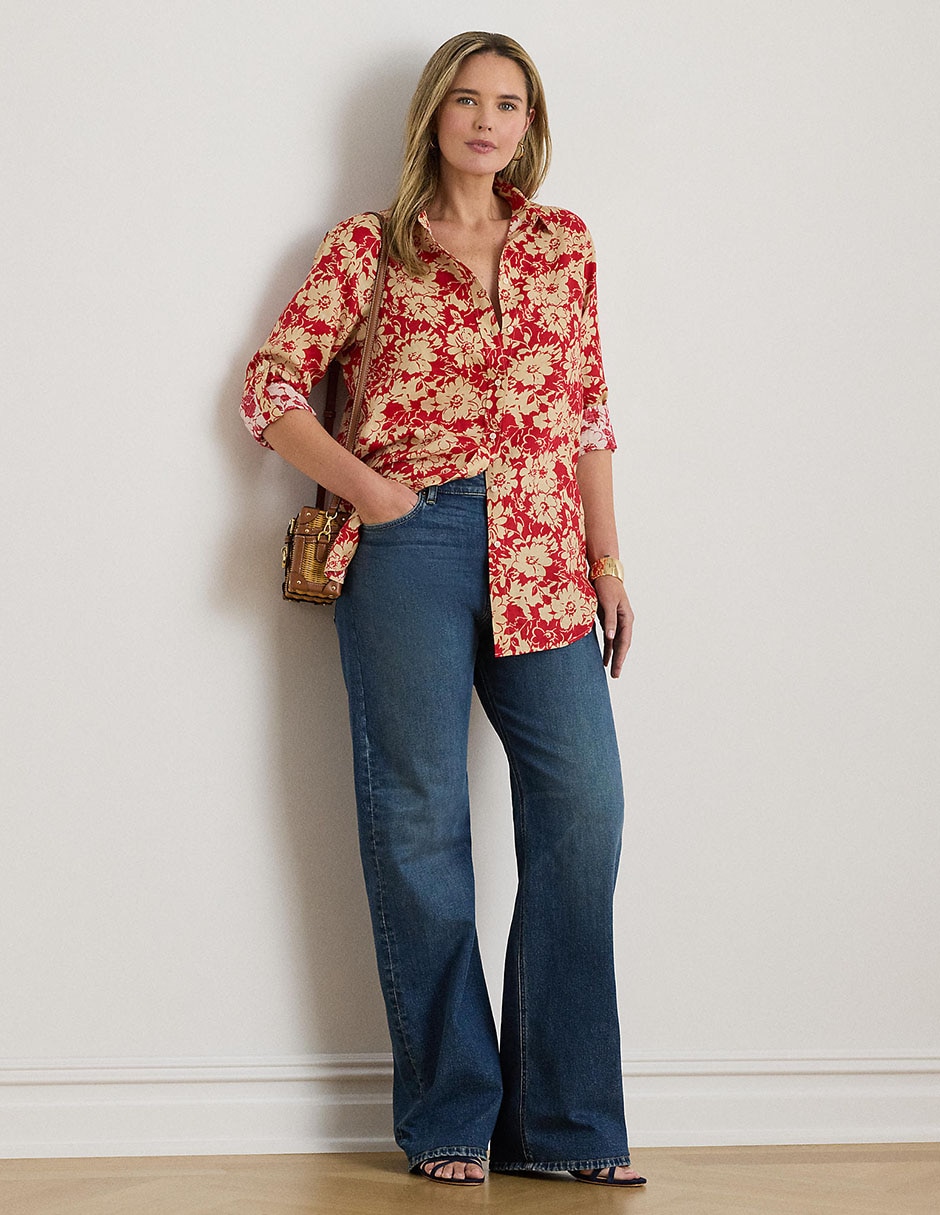 Blusa camisera Lauren Plus manga larga para mujer