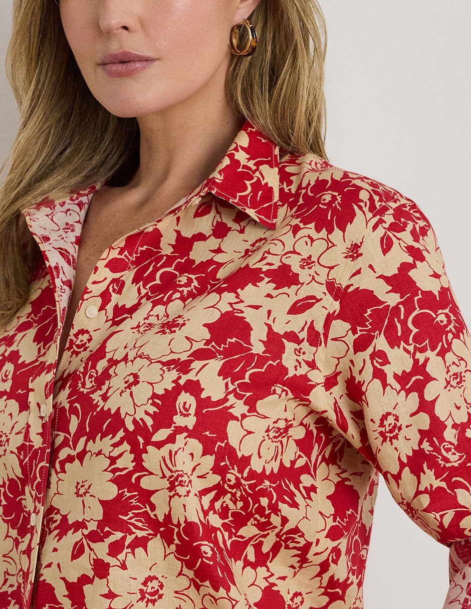 Blusa camisera Lauren Plus manga larga para mujer