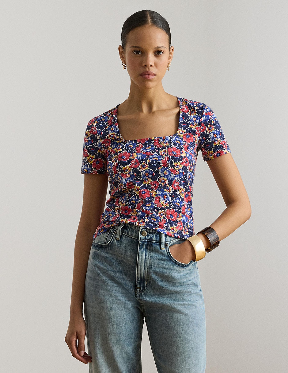 Blusa Lauren Petite manga corta para mujer