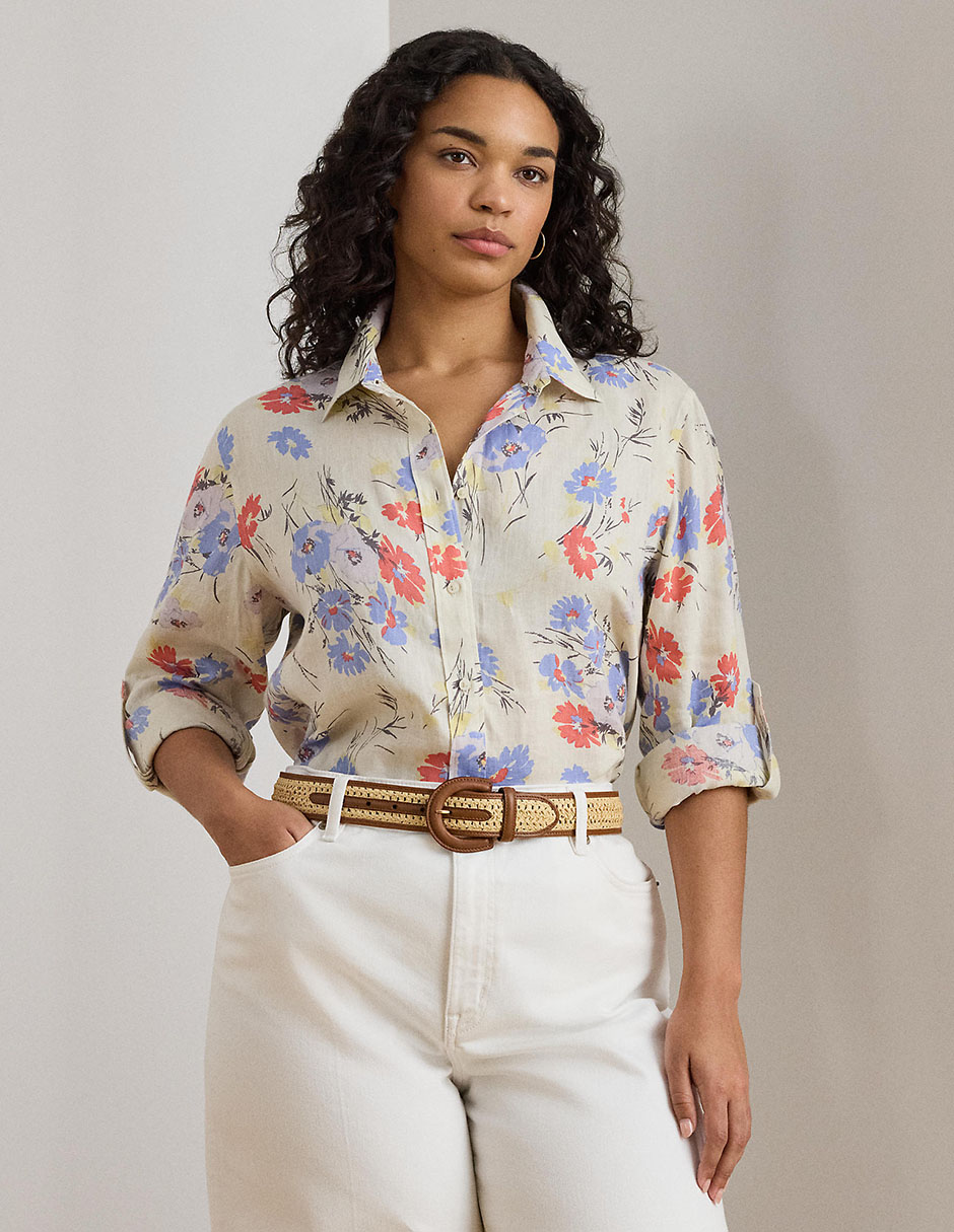 Blusa camisera Lauren Plus manga larga para mujer