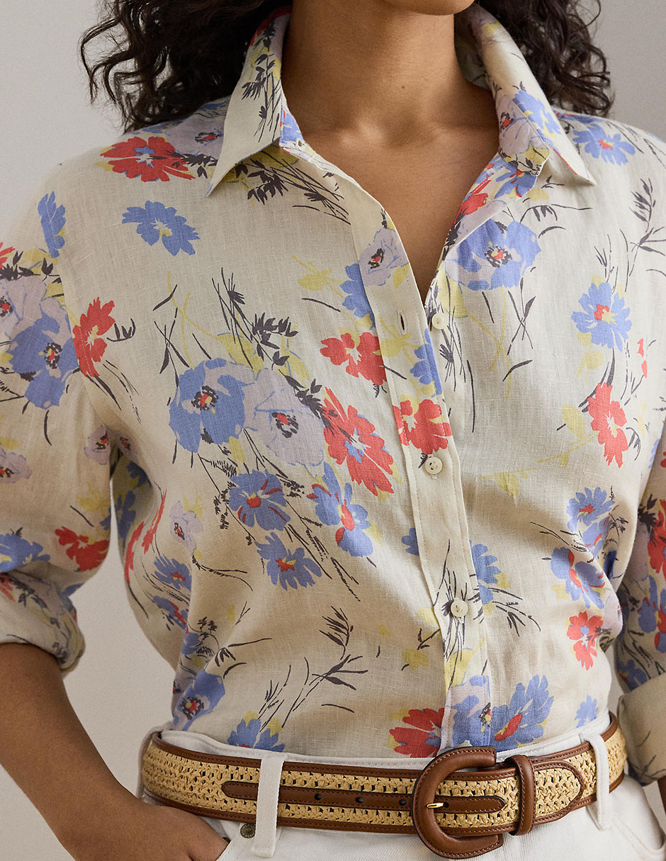 Blusa camisera Lauren Plus manga larga para mujer