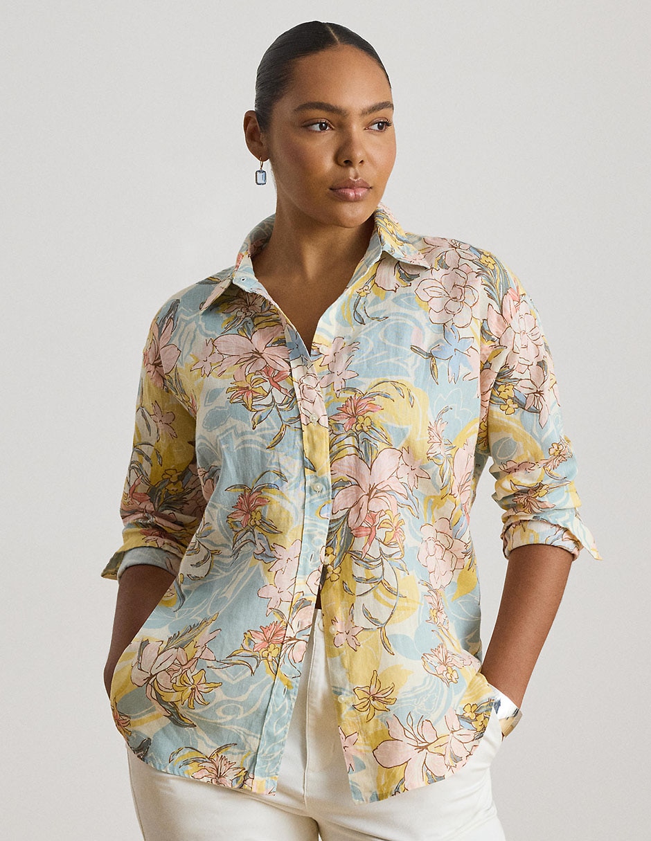Blusa camisera manga larga para mujer