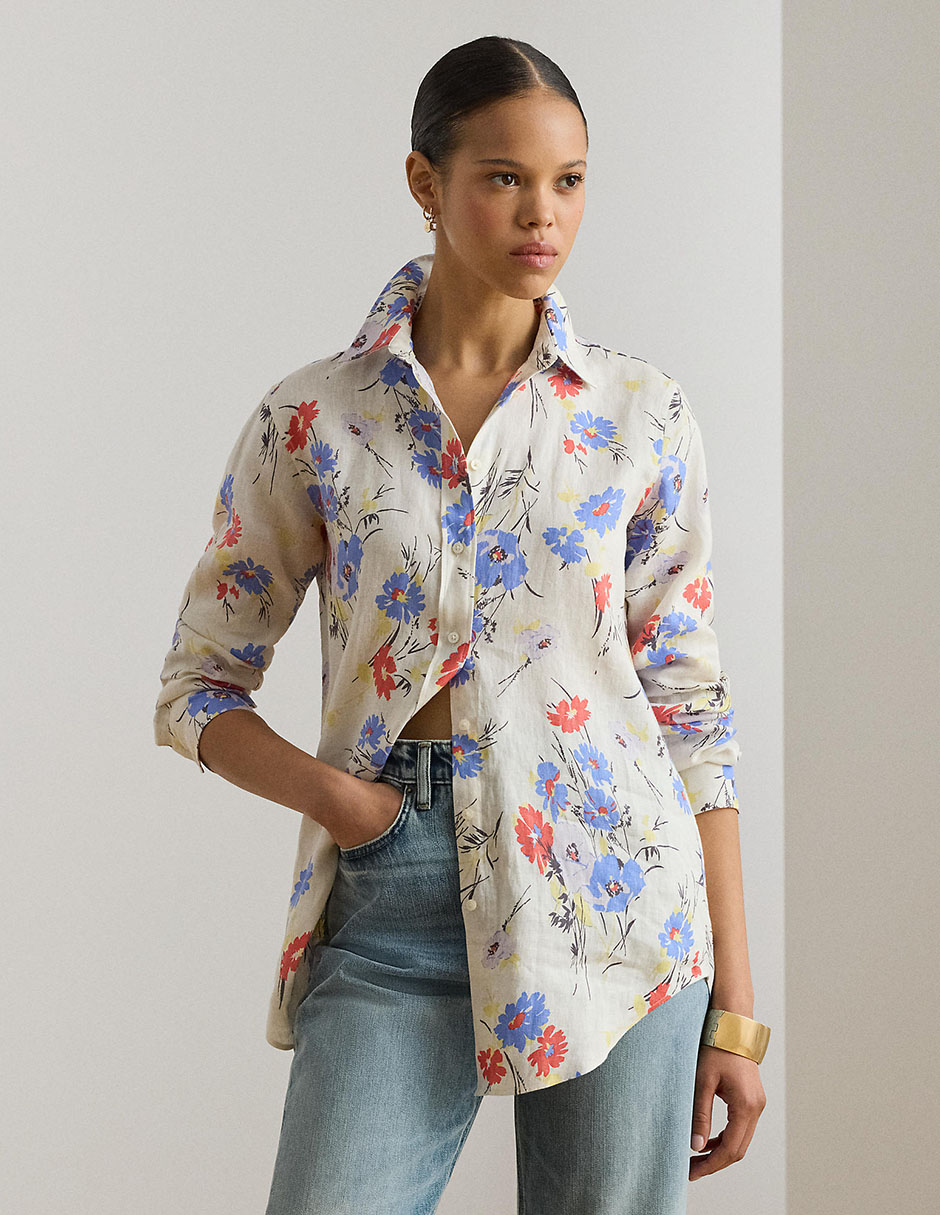 Blusa camisera Lauren Ralph Lauren manga larga para mujer