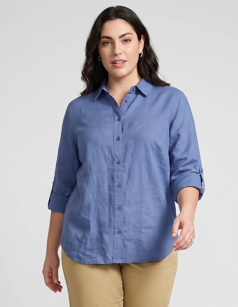 Blusa camisera manga larga para mujer
