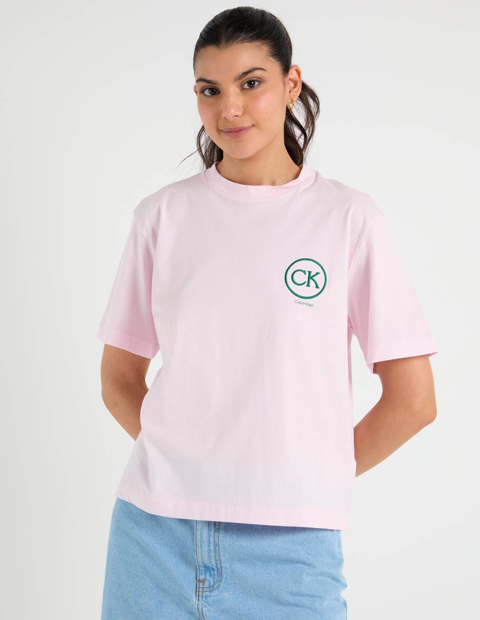 Playera manga corta cuello redondo para mujer