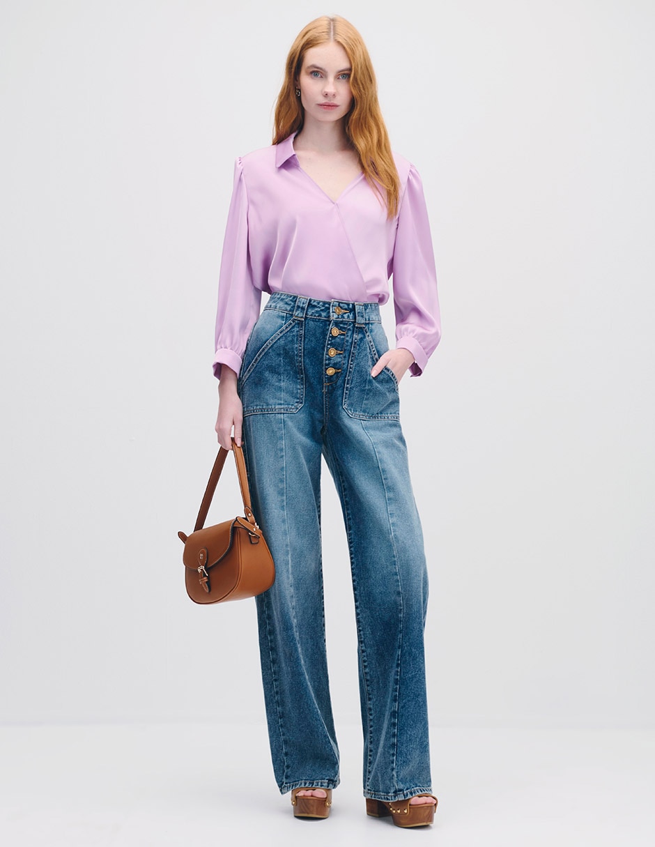 Blusa envolvente manga 3/4 para mujer 5