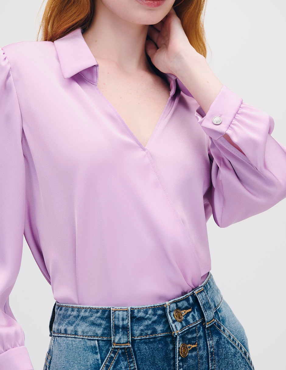 Blusa envolvente manga 3/4 para mujer 7