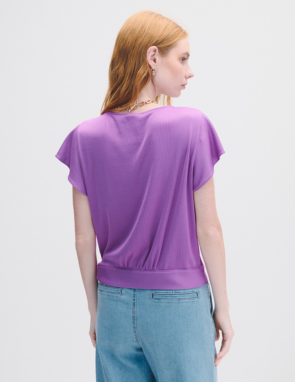 Blusa envolvente manga corta para mujer 6